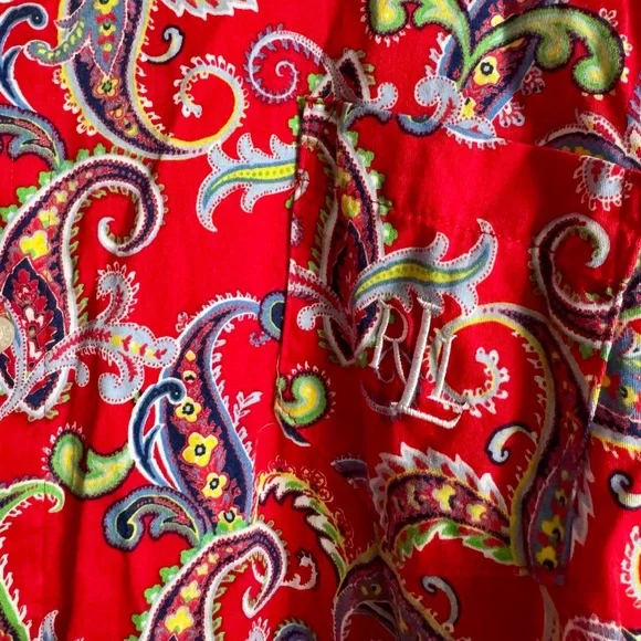 Ralph Lauren Red Paisley Long Sleeve Dress - Picture 3 of 8